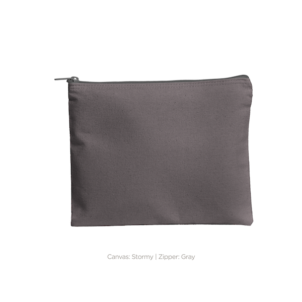 Gray Canvas Brass Zippered Pouch