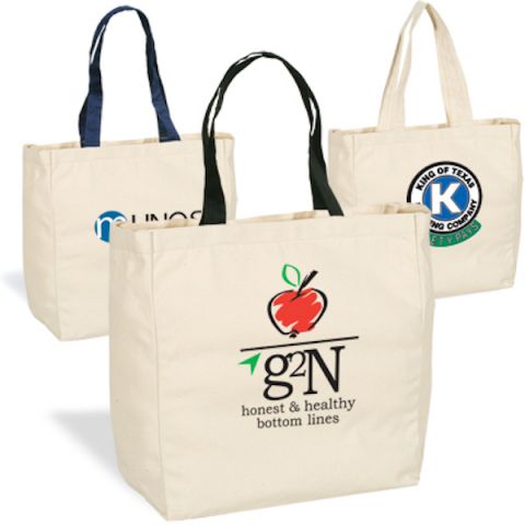 CUSTOM COTTON CHEAP TOTE BAGS W/GUSSET NO MINIMUM